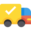 shipping and delivery,delivery truck,delivery,transport,transportation,vehicle,truck,check mark,trucking,cargo truck,deliver